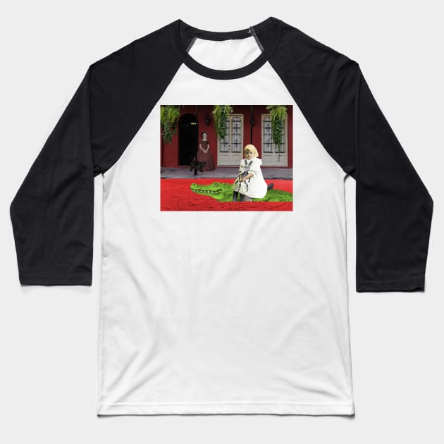 Cajun Gator Taxi Baseball T-Shirt by Loveday101